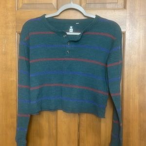 Striped cropped thermal tee